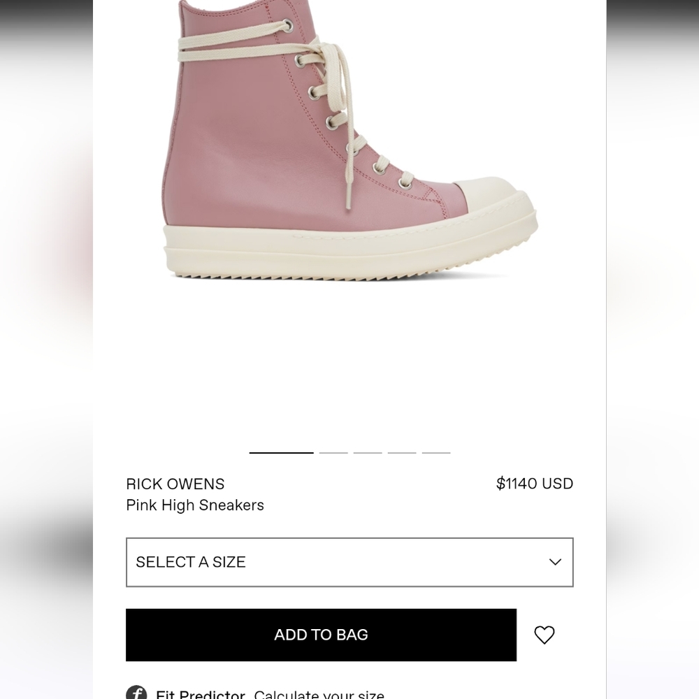 Rick Owen's women size 8 pink high sneakers.